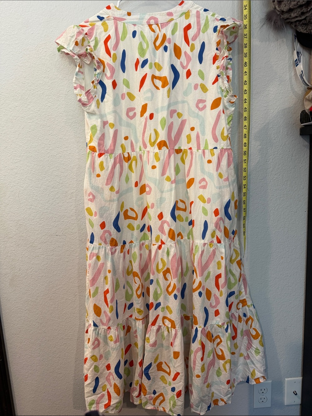 THML Multicolor Abstract Print White Maxi Dress “Slash of Color” - Picture 3 of 4